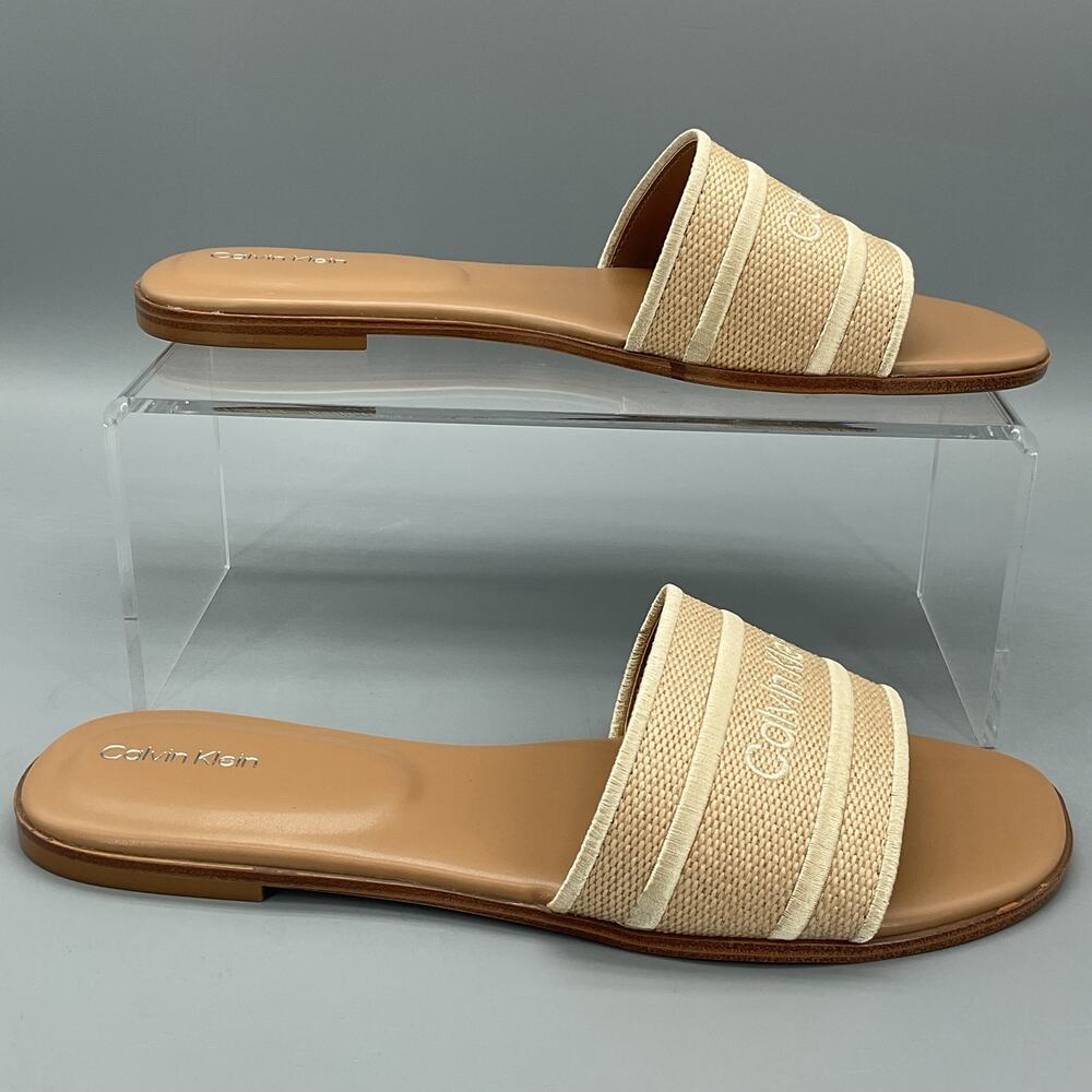 NEW Calvin Klein Women’s Kendell Slide Sandals Light Natural Size 6.5M